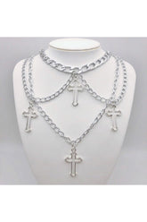 Grunge Necklace With Four Crosses